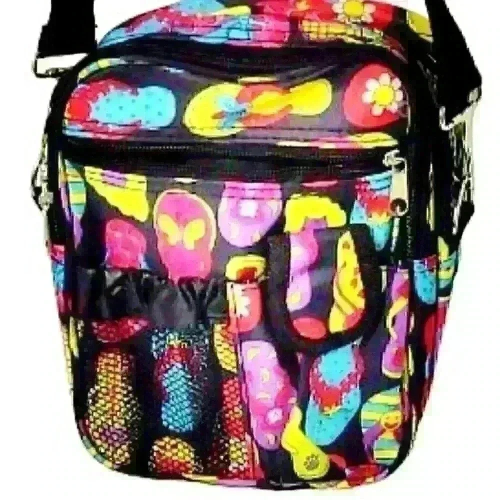 Micro Small Multi Use BACKPACK Many pockets ZIP Close FLIP FLOPS print Lunch Box